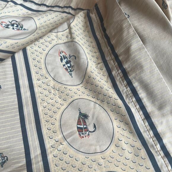 RARE VINTAGE 70's Fishing Lure Cotton Blend Twin Flat Sheet By Cannon Fieldcrest - Picture 7 of 9